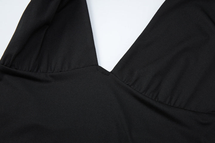 Halter v neck irregular backless solid top