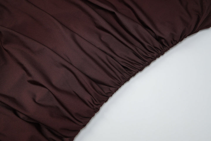 Ruched one shoulder irregular solid mini dress