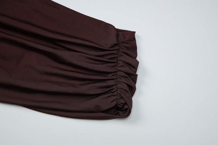 Ruched one shoulder irregular solid mini dress