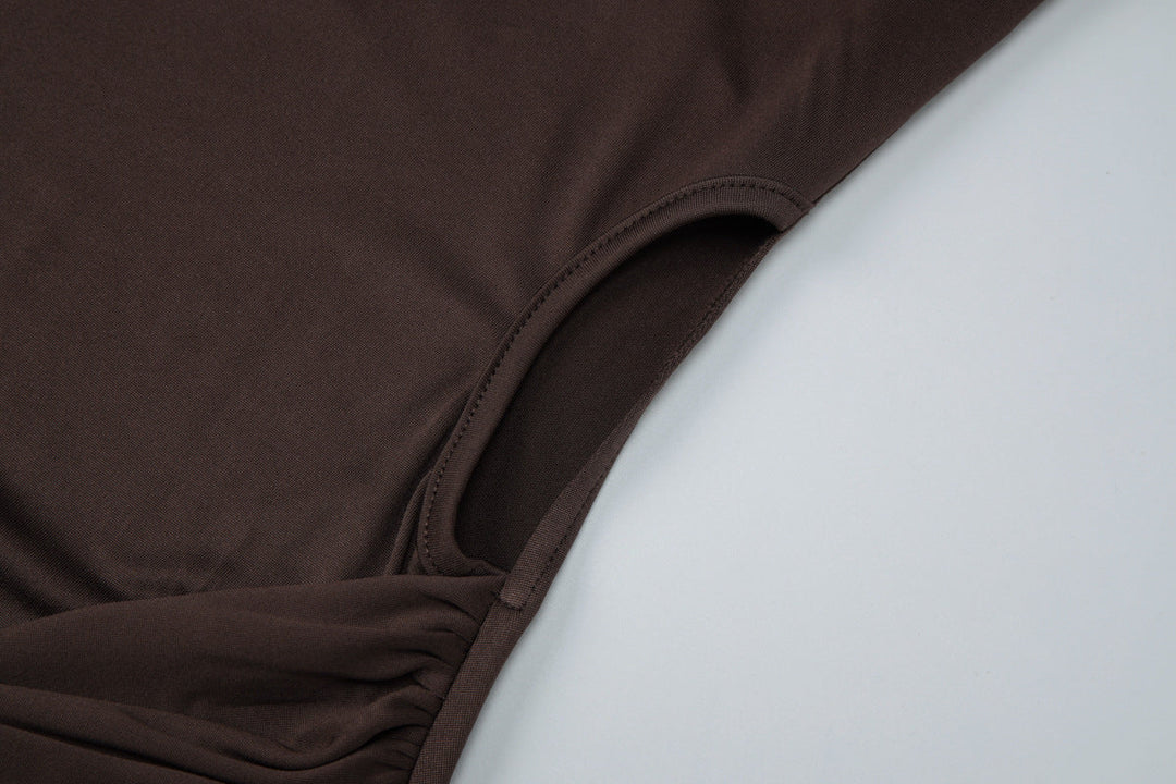 Irregular one shoulder hollow out solid maxi dress