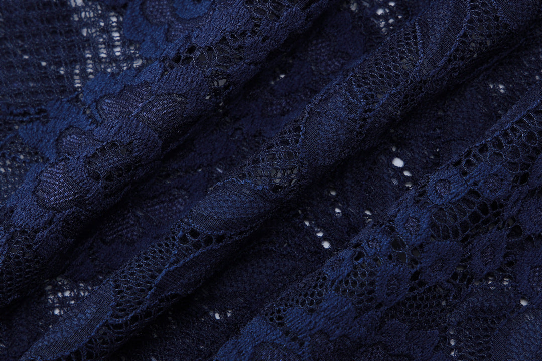 Lace hollow out long sleeve see through top