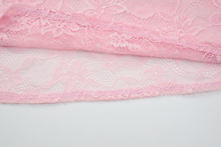 One shoulder irregular lace see through top