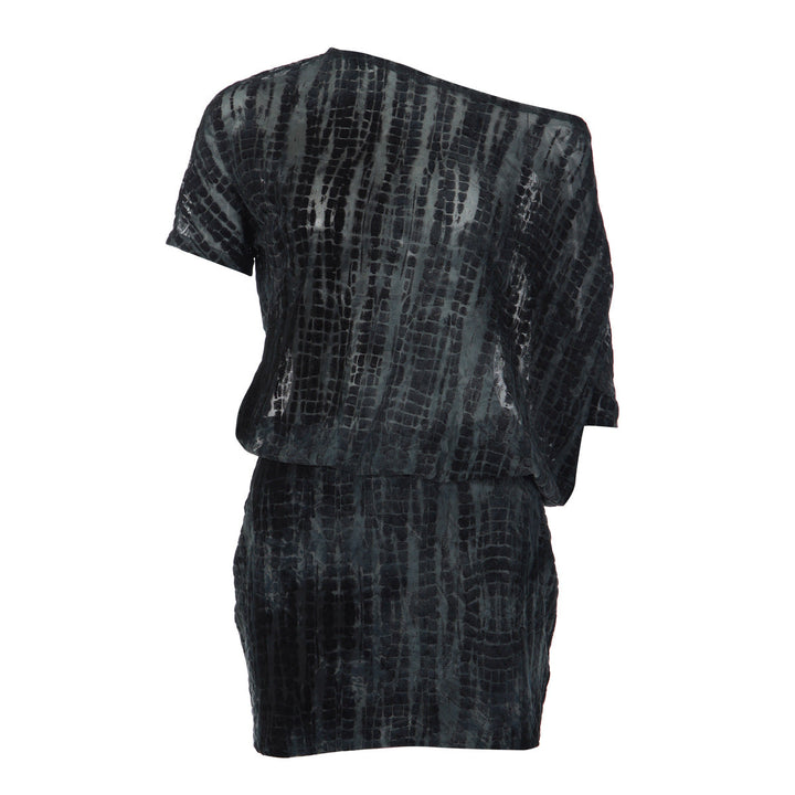 Short sleeve self tie irregular backless mini dress