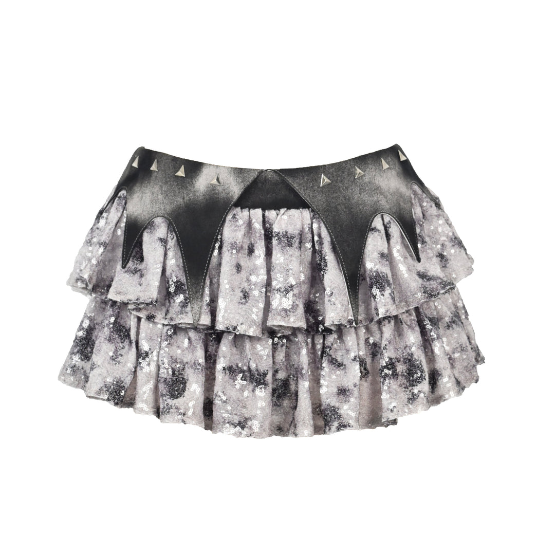 Glitter ruched A line contrast mini skirt