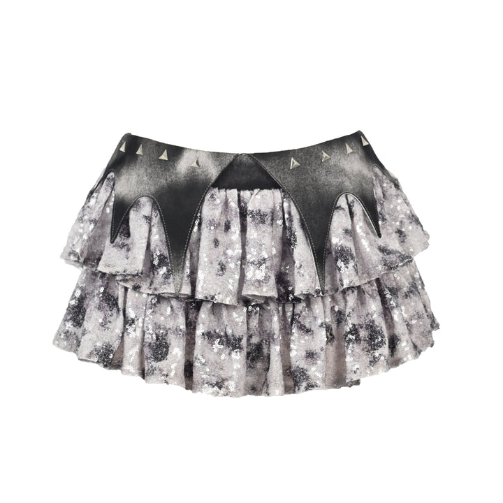 Glitter ruched A line contrast mini skirt