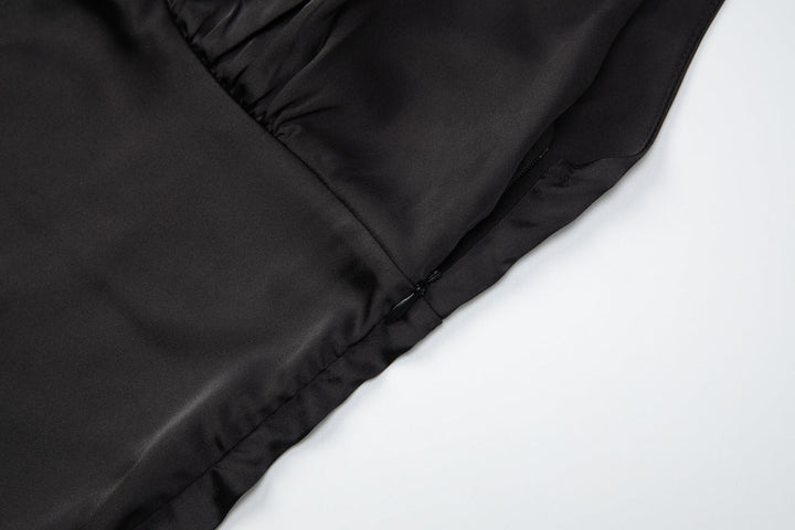 Lace hem v neck self tie backless maxi dress