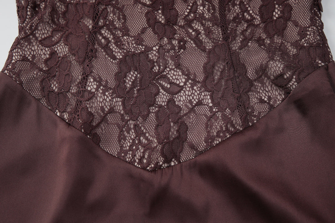 Halter v neck lace backless maxi dress