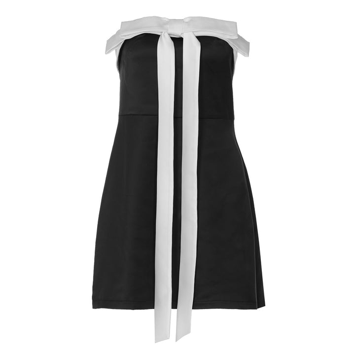 Bowknot zip-up backless tube mini dress