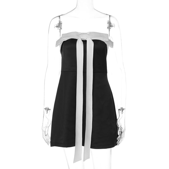 Bowknot zip-up backless tube mini dress