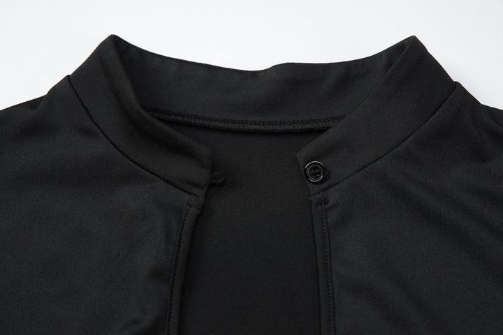 Short sleeve hollow out button solid top