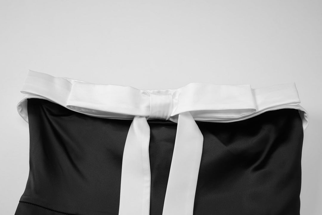 Bowknot zip-up backless tube mini dress