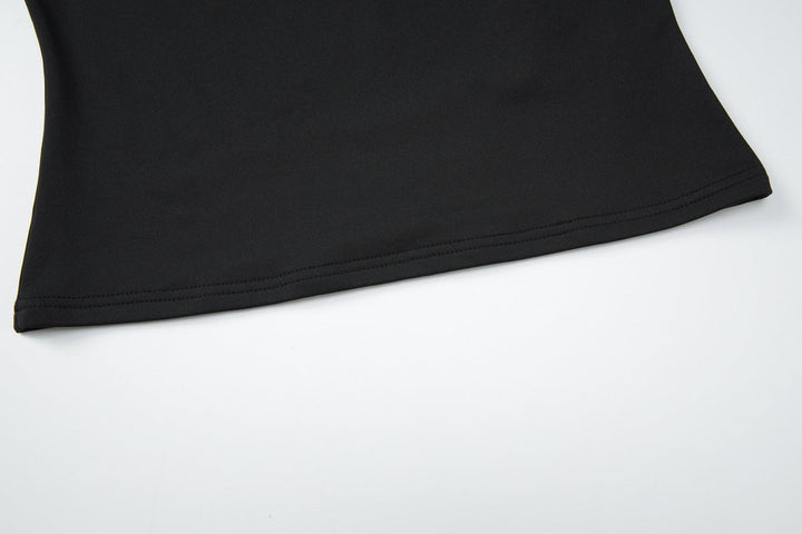 Short sleeve hollow out button solid top