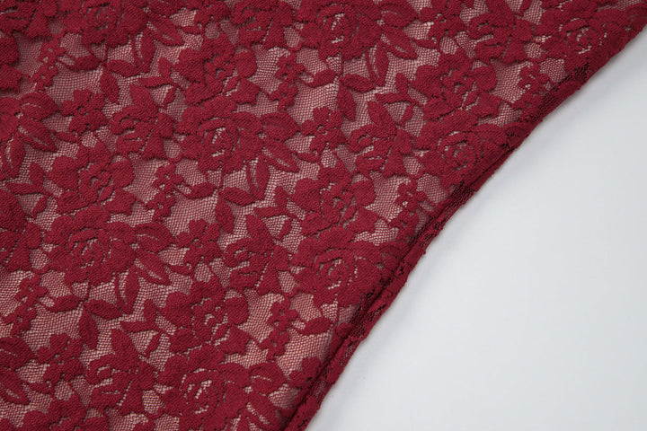 Lace hollow out slit sleeveless zip-up maxi dress