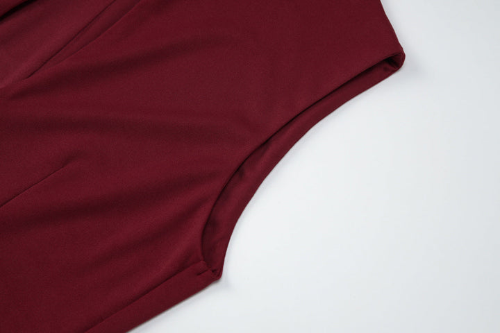 Hollow out sleeveless slit solid maxi dress