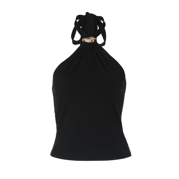 Halter self tie backless solid top