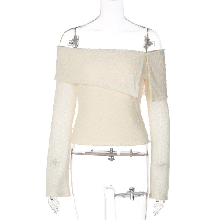 Off shoulder long sleeve irregular backless top