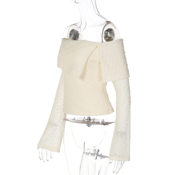 Off shoulder long sleeve irregular backless top