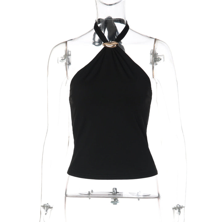 Halter self tie backless solid top