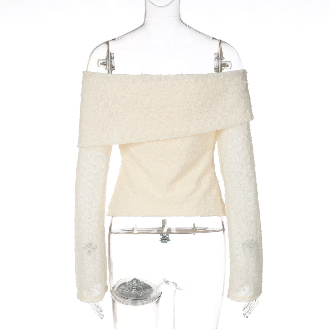 Off shoulder long sleeve irregular backless top