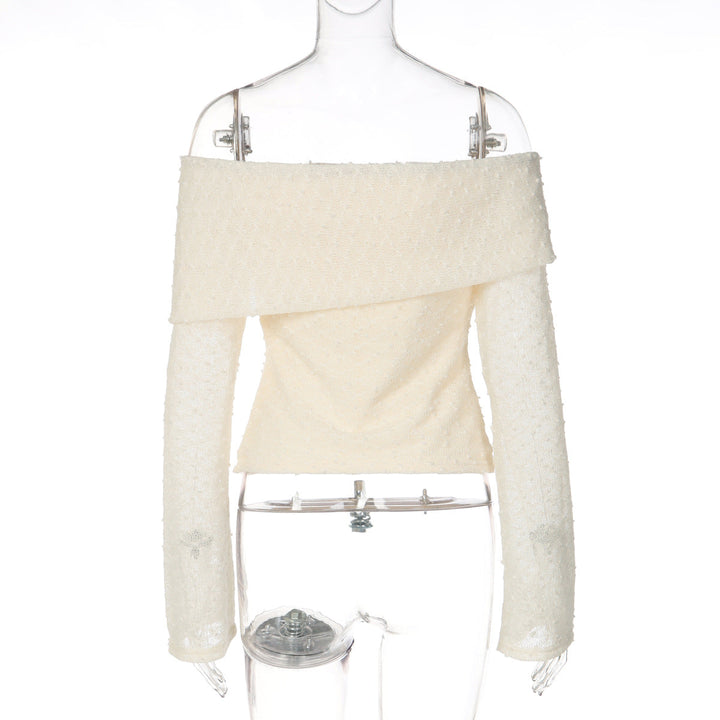 Off shoulder long sleeve irregular backless top