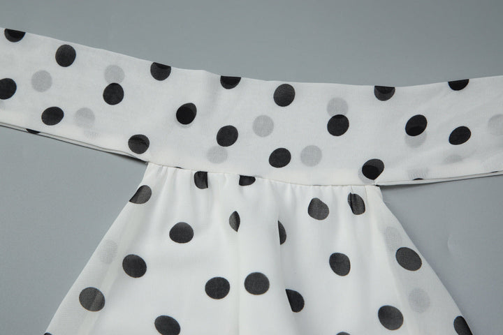 Polka dot halter self tie pleated backless mini dress