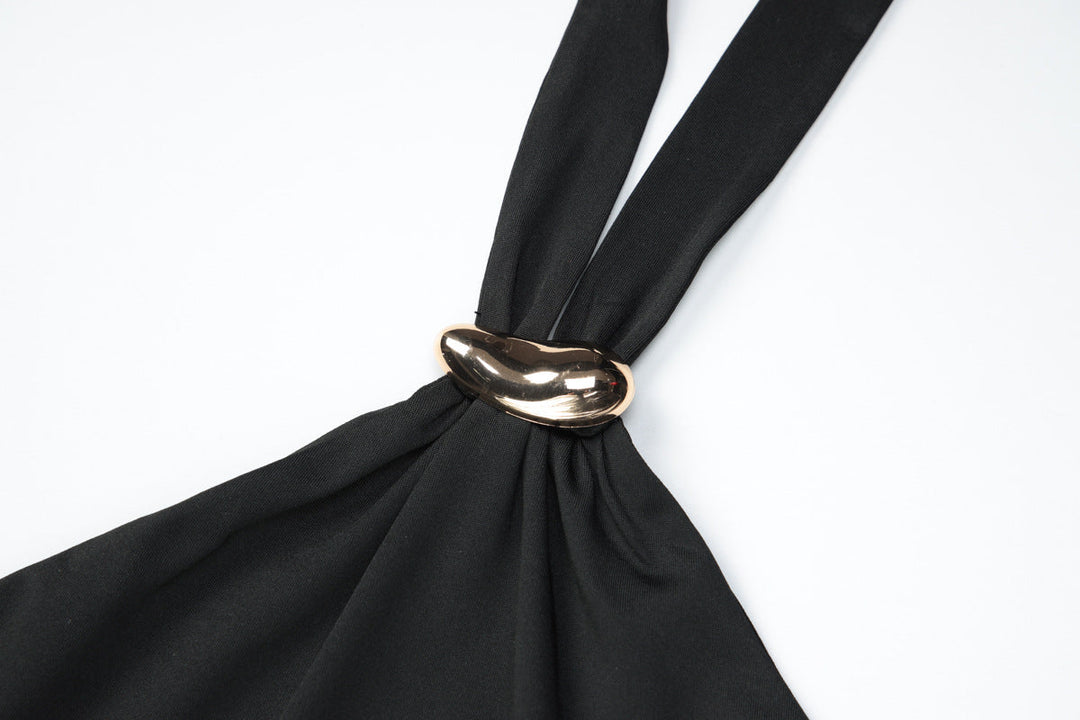 Halter self tie backless solid top