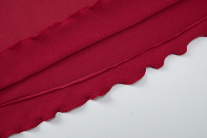 Hollow out ruffle button solid backless mini dress