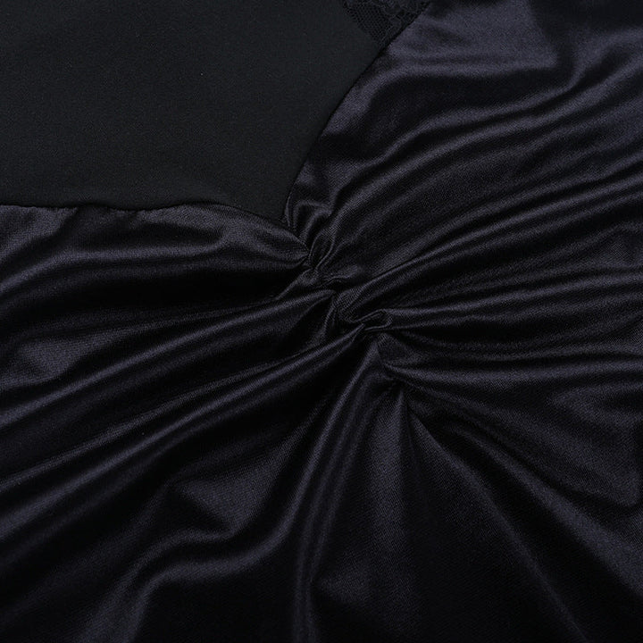 Ruched u neck self tie halter lace maxi dress