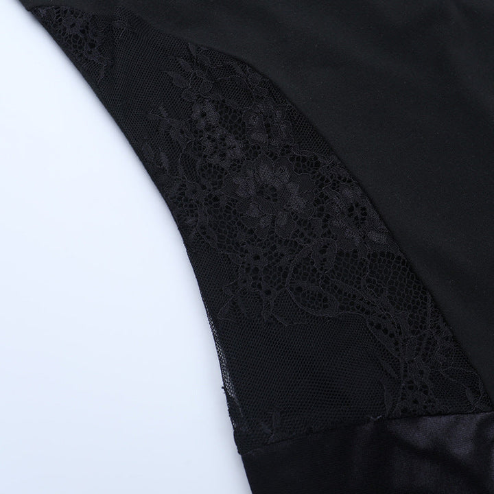 Ruched u neck self tie halter lace maxi dress