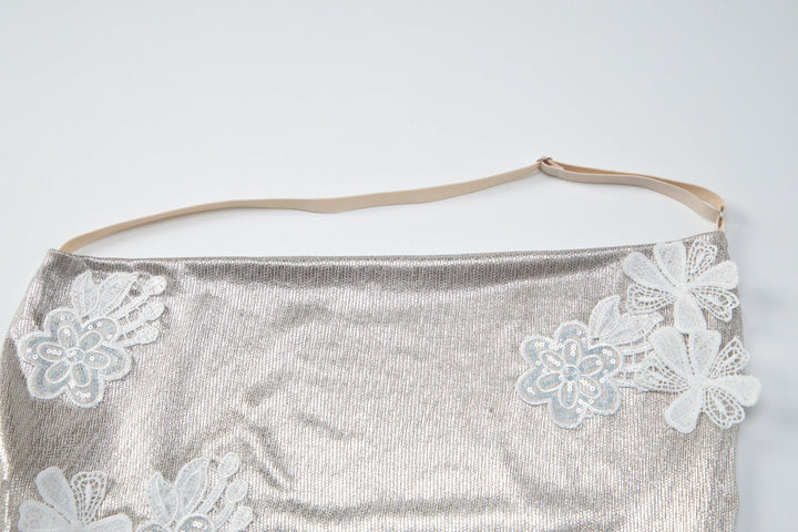 Irregular cowl neck embroidery halter mini dress