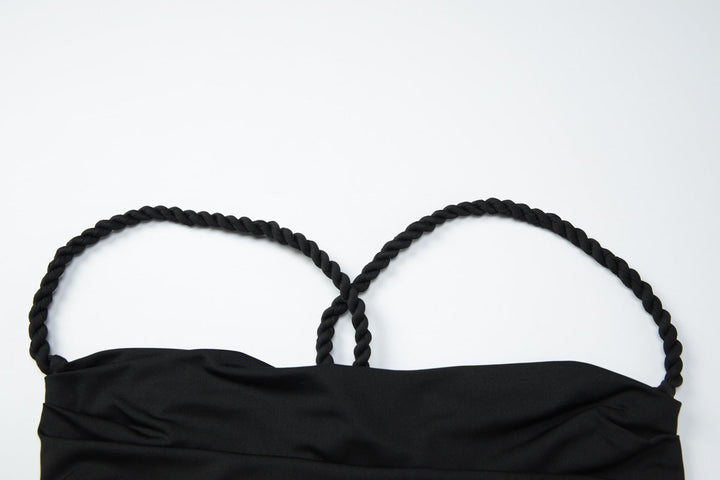 Cross back ruched cowl neck solid cami top