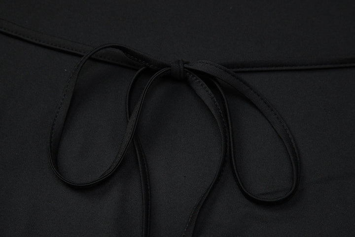 Glitter cowl neck halter butterfly embroidery mini dress