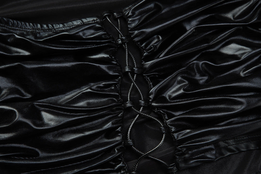 Ruched self tie solid low rise tube pant set