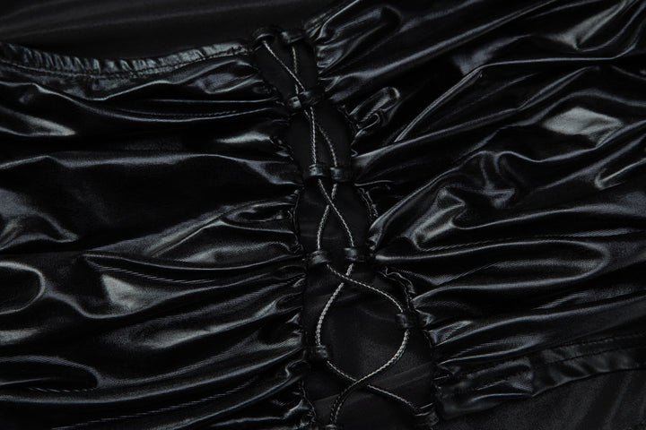 Ruched self tie solid low rise tube pant set