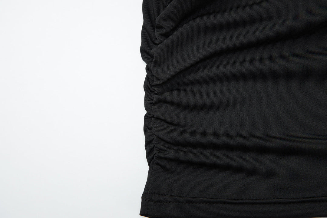 Cross back ruched cowl neck solid cami top