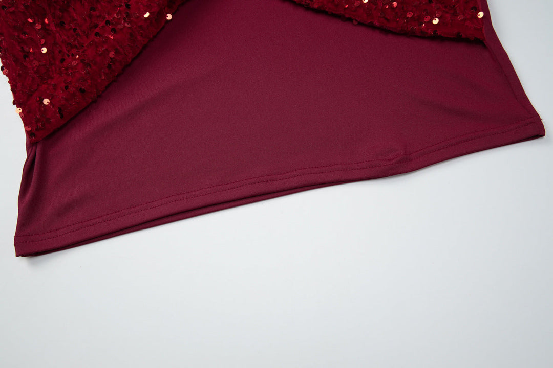 Glitter ruched button halter backless mini dress