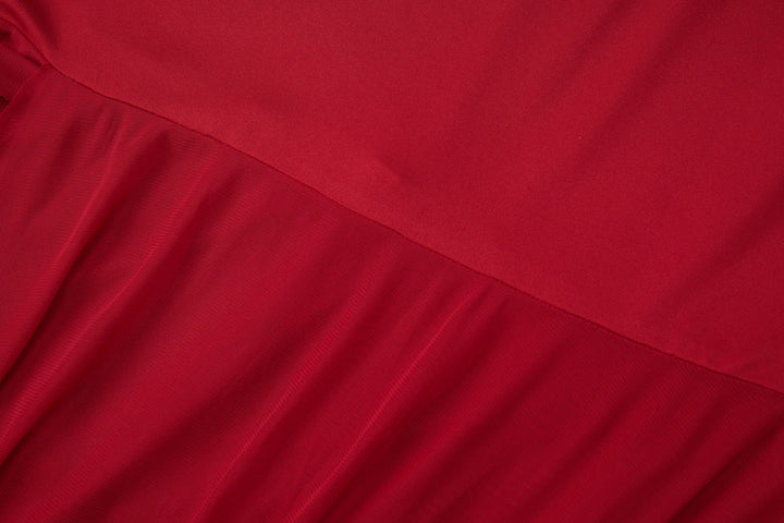 Cowl neck halter slit mesh irregular maxi dress