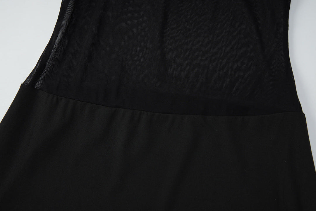 Off shoulder mesh backless solid mini dress