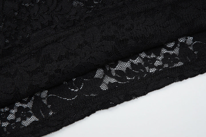 Lace see through halter self tie backless top