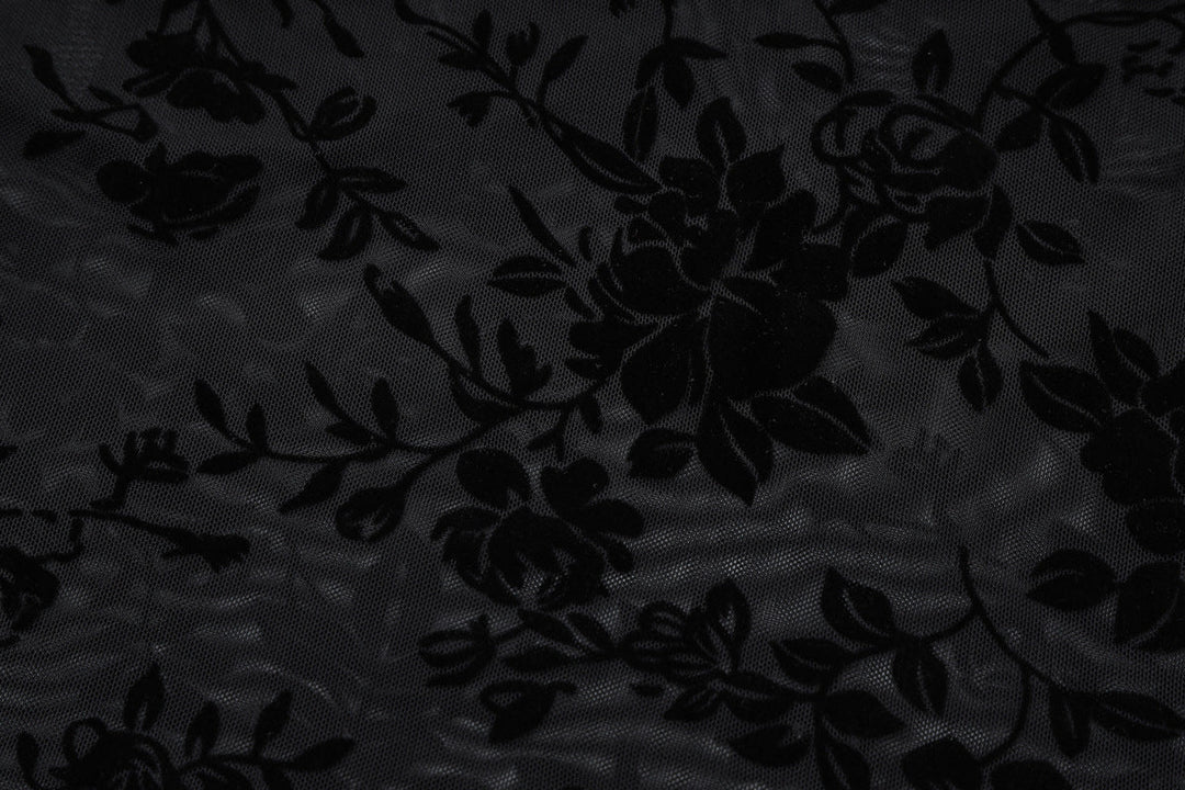 Long sleeve mesh see through v neck self tie top