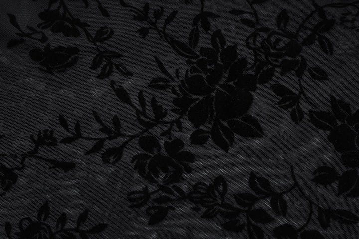 Long sleeve mesh see through v neck self tie top