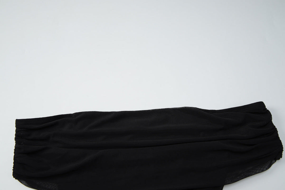 Off shoulder mesh backless solid mini dress