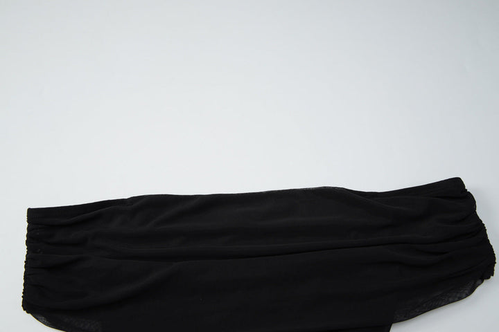 Off shoulder mesh backless solid mini dress