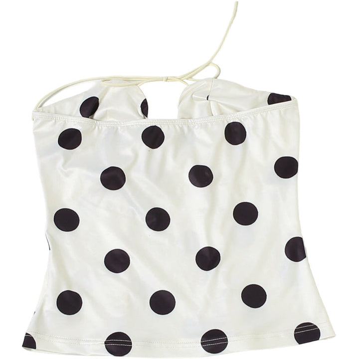 Polka dot hollow out self tie contrast tube top  | Festival Outfits Women