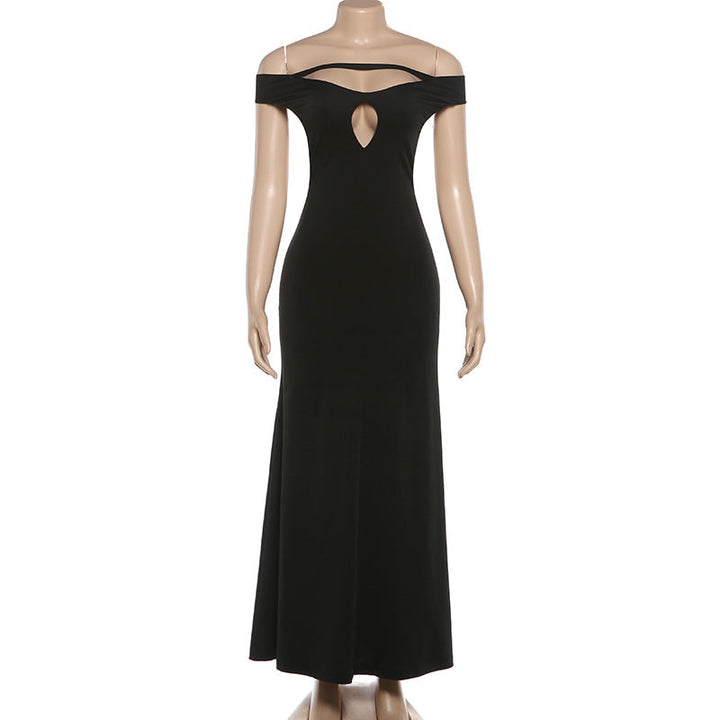 Off shoulder hollow out backless solid maxi dress  | Festival Outfits Women