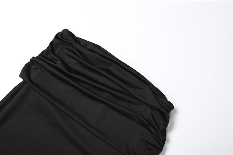 Halter ruched solid backless mini skirt set  | Festival Outfits Women