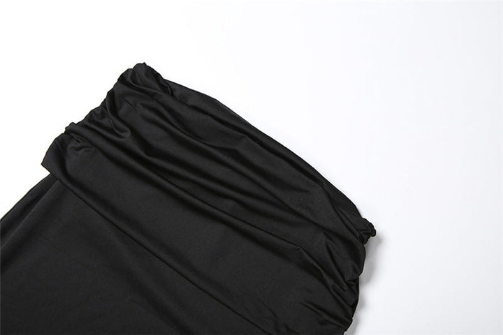 Halter ruched solid backless mini skirt set  | Festival Outfits Women