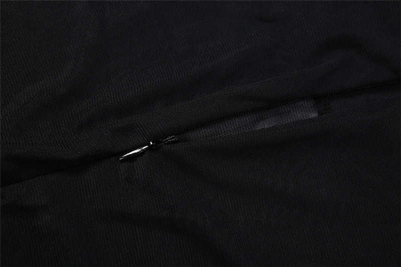 Long sleeve mesh zip-up see through jumpsuit  | Festival Outfits Women