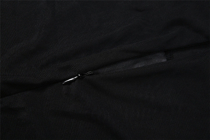 Long sleeve mesh zip-up see through jumpsuit  | Festival Outfits Women