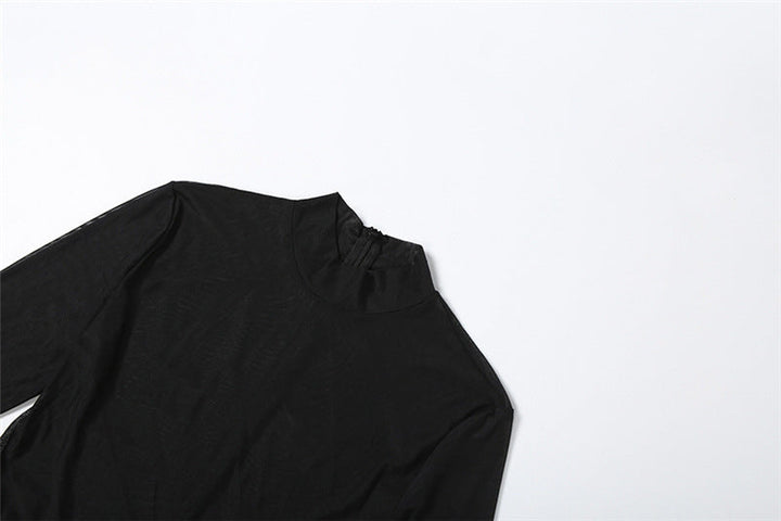 Long sleeve mesh zip-up see through jumpsuit  | Festival Outfits Women